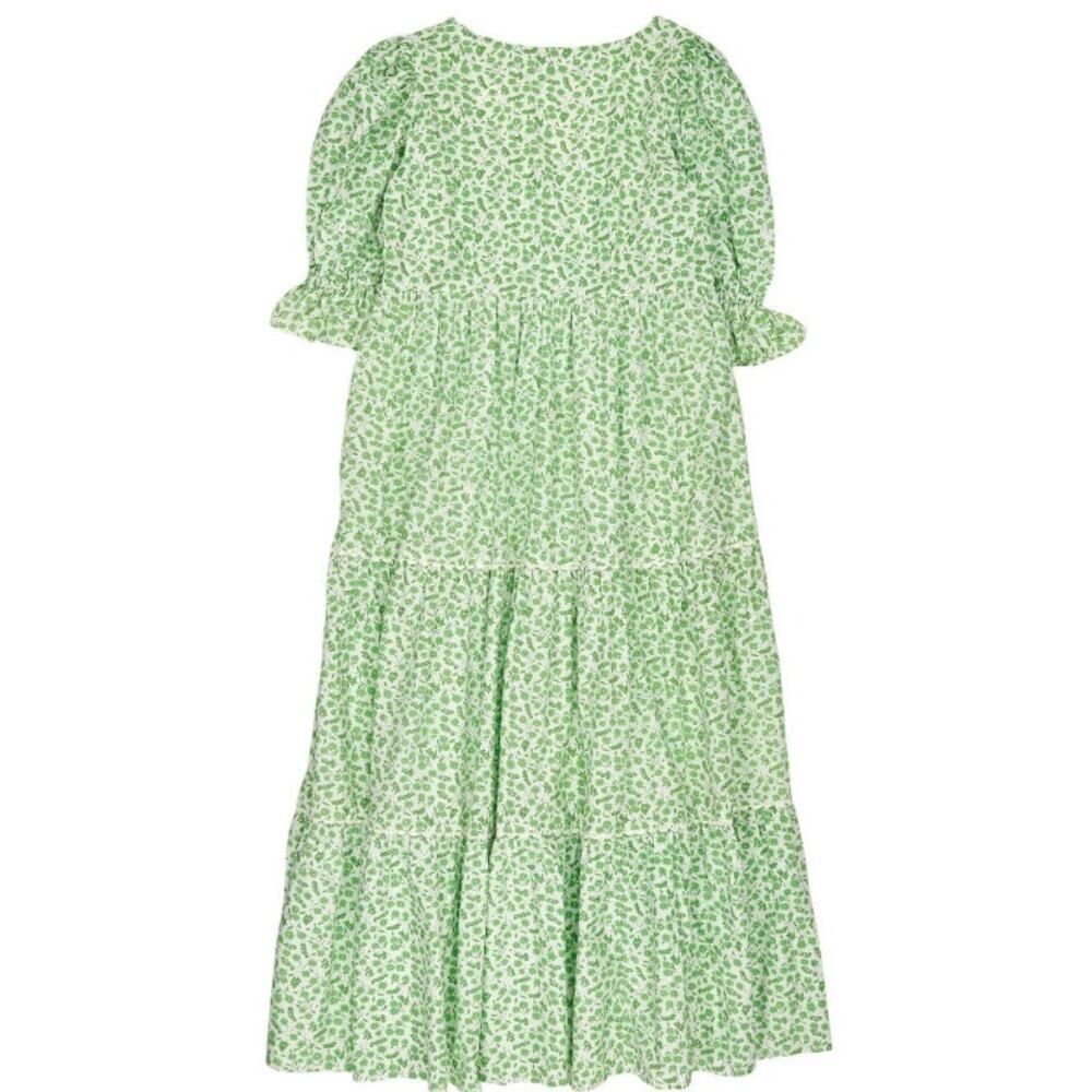 Pink City Prints Green Crepe Midi Dress Women’s Sz. L